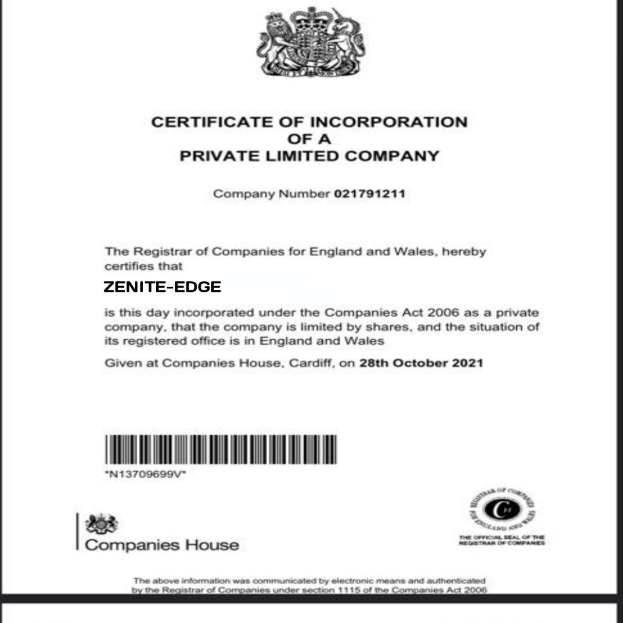 certificate
